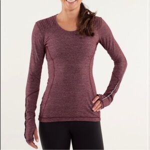 Lululemon Bordeaux Red Star Runner Long Sleeve Top Tonka Stripe Bordeaux Drama